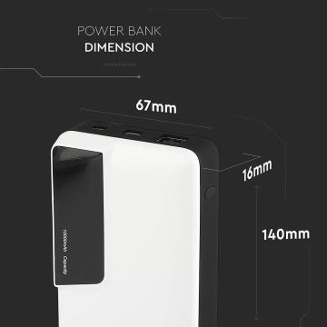 Power Bank z wyświetlaczem 10000mAh/3,7V biały