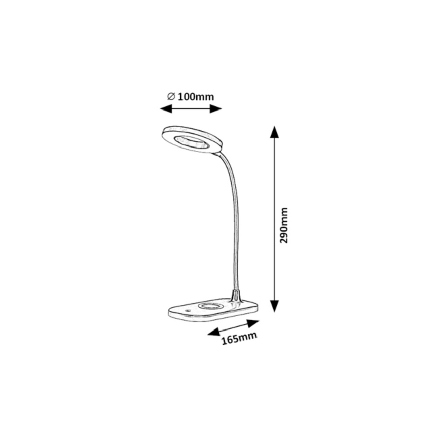 Rabalux - LED Ściemnialna dotykowa lampa stołowa z ładowaniem bezprzewodowym LED/5W/5V 2700-6000K czarne