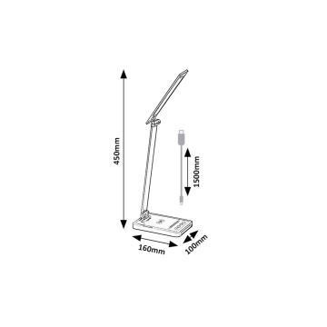 Rabalux 74213 - LED Ściemnialna elastyczna lampa stołowa z ładowaniem bezprzewodowym QI i USB LED/5W/5V 3000-6500K