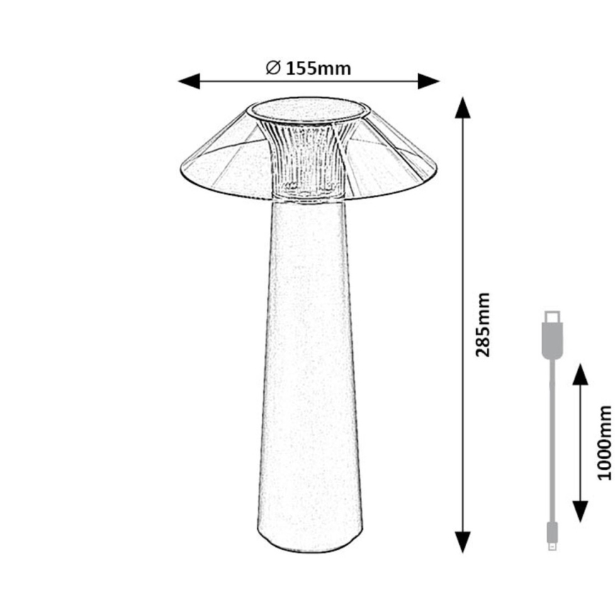 Rabalux - LED Ściemnialna akumulatorowa dotykowa lampa stołowa LED/5W/5V IP44 czarny