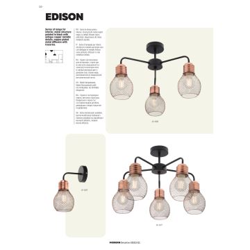 Redo 01-1576 - Żyrandol natynkowy EDISON 3xE27/42W/230V