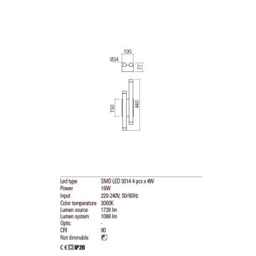 Redo 01-2034 - LED Kinkiet MADISON 4xLED/4W/230V miedź