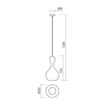 Redo 01-2260 - Żyrandol na lince LOB 1xE27/42W/230V śr. 22 cm miedź