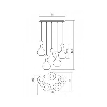 Redo 01-2263 - Żyrandol na lince LOB 5xE27/42W/230V miedź