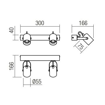 Redo 01-2416 - Kinkiet TAFFI 2xE27/42W/230V czarny/buk