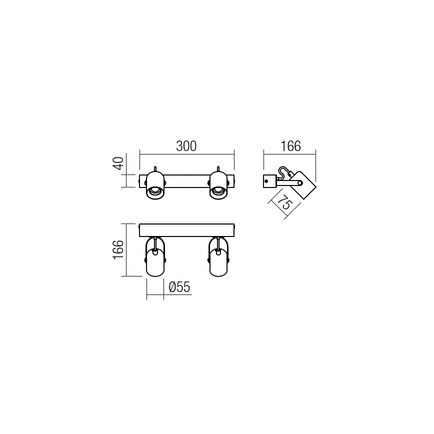 Redo 01-2416 - Kinkiet TAFFI 2xE27/42W/230V czarny/buk