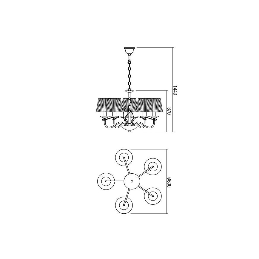 Redo 02-952 - Żyrandol na łańcuchu VIRTUU 5xE14/28W/230V