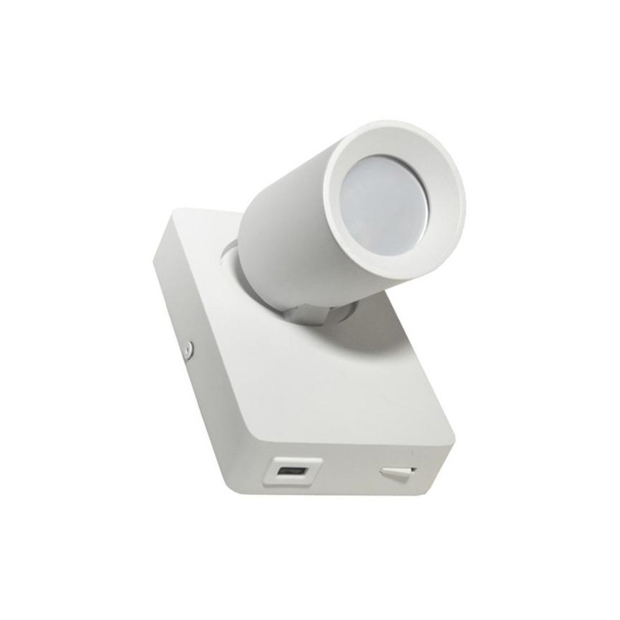Reflektor ścienny TAFT 1xGU10/30W/230V USB biały