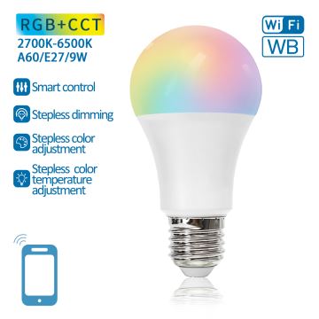 Ściemniana żarówka LED RGBW A60 E27/9W/230V 2700-6500K Wi-Fi - Aigostar