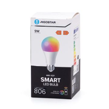 Ściemniana żarówka LED RGBW A60 E27/9W/230V 2700-6500K Wi-Fi - Aigostar