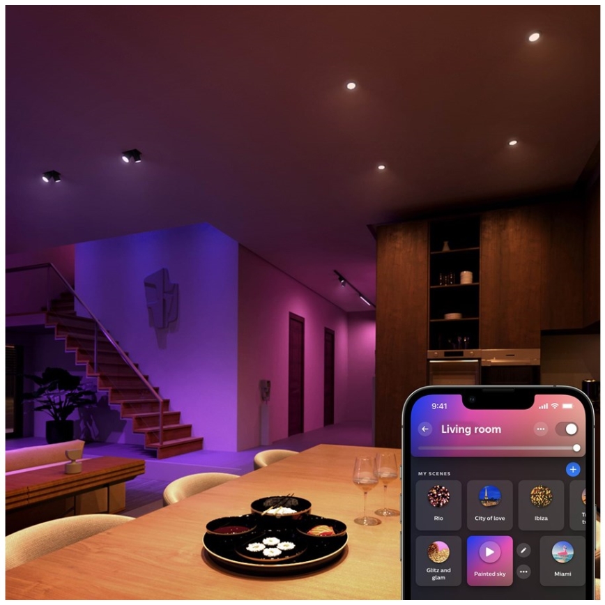 Ściemniana żarówka LED RGBW Philips Hue White And Color Ambiance GU5,3/MR16/6,3W/12V 2000-6500K