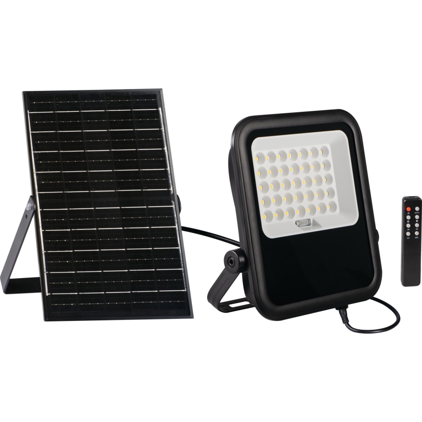 Ściemniane oświetlenie punktowe LED z panelem solarnym i czujnikiem zmierzchu LED/15W/15000 mAh 3,2V IP65 + pilot zdalnego sterowania