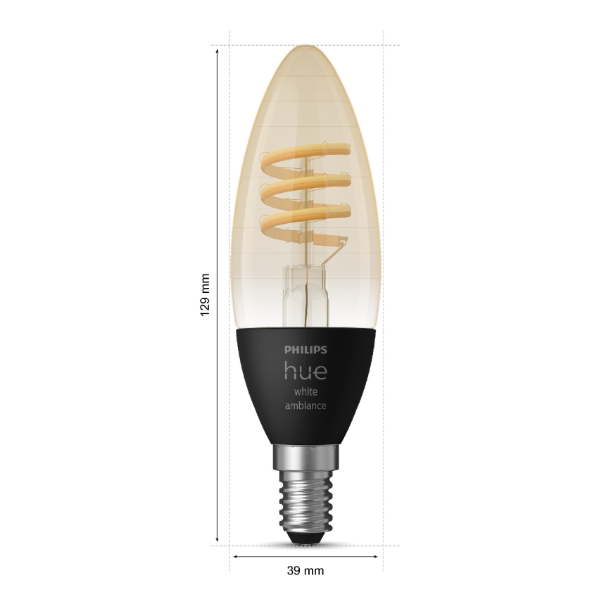 SET 2x LED Ściemnialna żarówka Philips Hue WHITE AMBIANCE E14/4,6W/230V