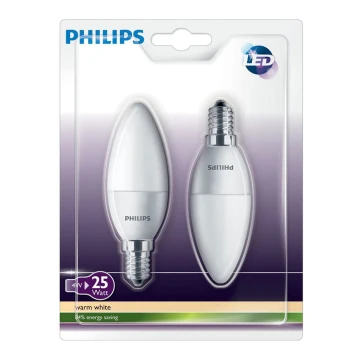 SET 2x LED świeca Philips E14/4W/230V - CANDLE