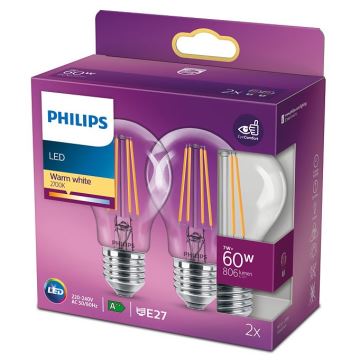 SET 2x LED Żarówka VINTAGE Philips E27/7W/230V 2700K