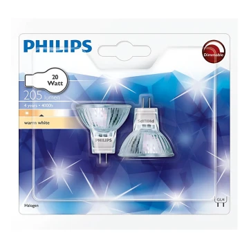 SET 2x Żarówka przemysłowa Philips HALOGEN GU4/20W/12V 3000K