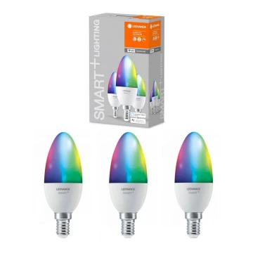 SET 3x LED RGBW Ściemniana Żarówka + E14/5W/230V 2700K-6500K Wi-Fi - Ledvance