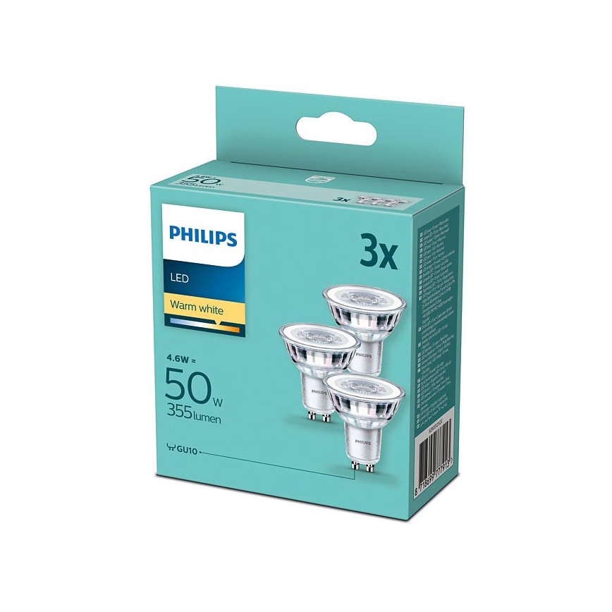 SET 3xLED Żarówka Philips GU10/4,6W/230V 2700K