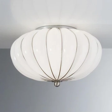 SIRU - Lampa sufitowa GIOVE 2xE14/40W/230V śr. 29 cm chrom/biała szkło weneckie