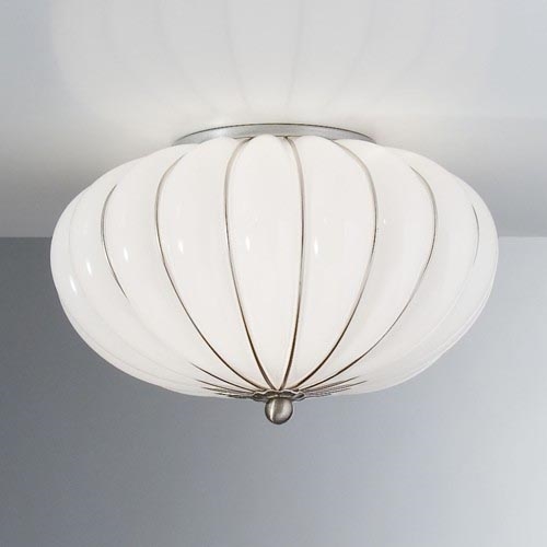 SIRU - Lampa sufitowa GIOVE 2xE14/40W/230V śr. 29 cm matowy chrom/biała Szkło weneckie