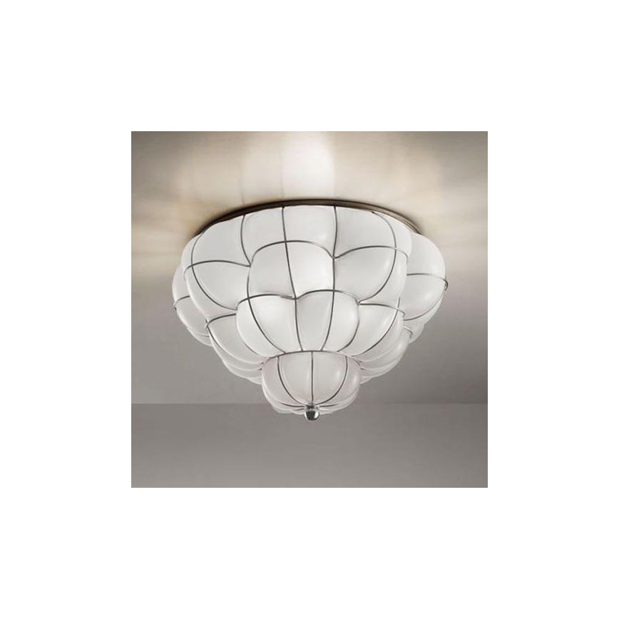 SIRU - Lampa sufitowa POUFF 3xE27/60W/230V chrom/biała szkło weneckie