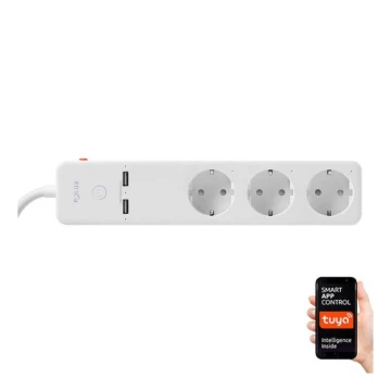 SMART przedłużacz z włącznikiem 1,5m + 2xUSB/Wi-Fi Tuya