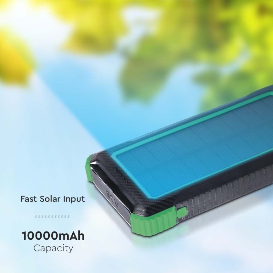 Solarny power bank Power Delivery 10000mAh/10W/5V czarny