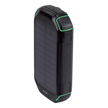 Solarny power bank z latarką Power Delivery 30000mAh/20W/5V czarny