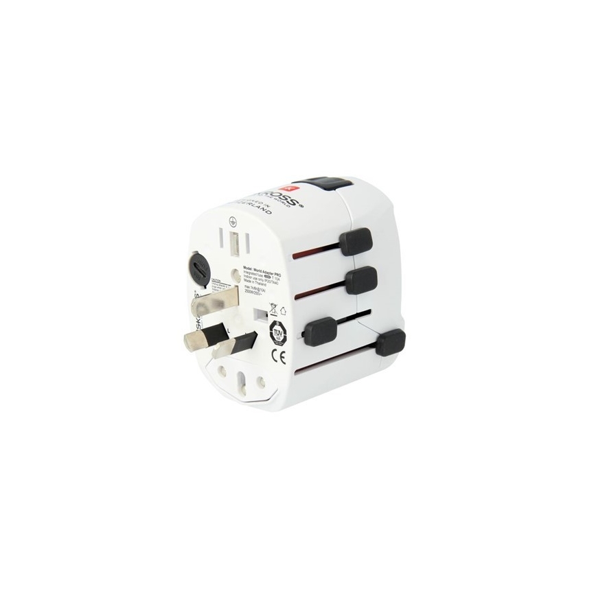 Uniwersalny adapter podróżny dla całego świata 230V + port USB