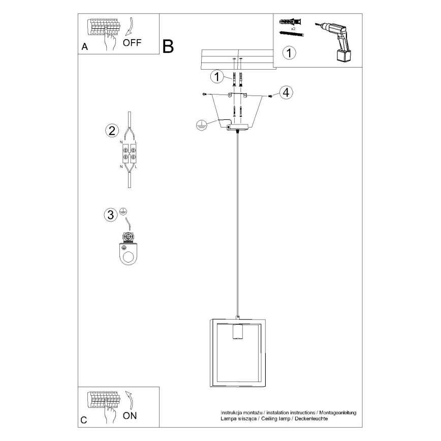 Żyrandol na lince ARIES 1xE27/15W/230V biały