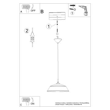 Żyrandol na lince FRIKA 1xE27/15W/230V śr. 34 cm biały