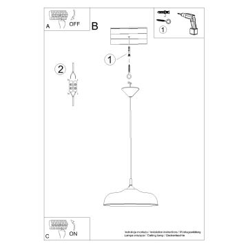 Żyrandol na lince GINA 1xE27/15W/230V śr. 38 cm czarny