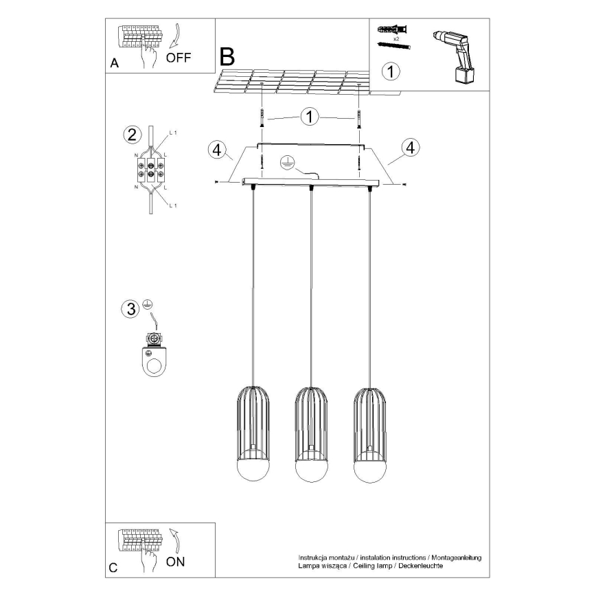 Żyrandol na lince BRINA 3xG9/8W/230V biały