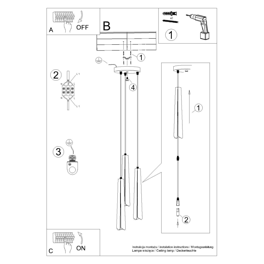 Żyrandol na lince PRYSM 3xG9/8W/230V biały