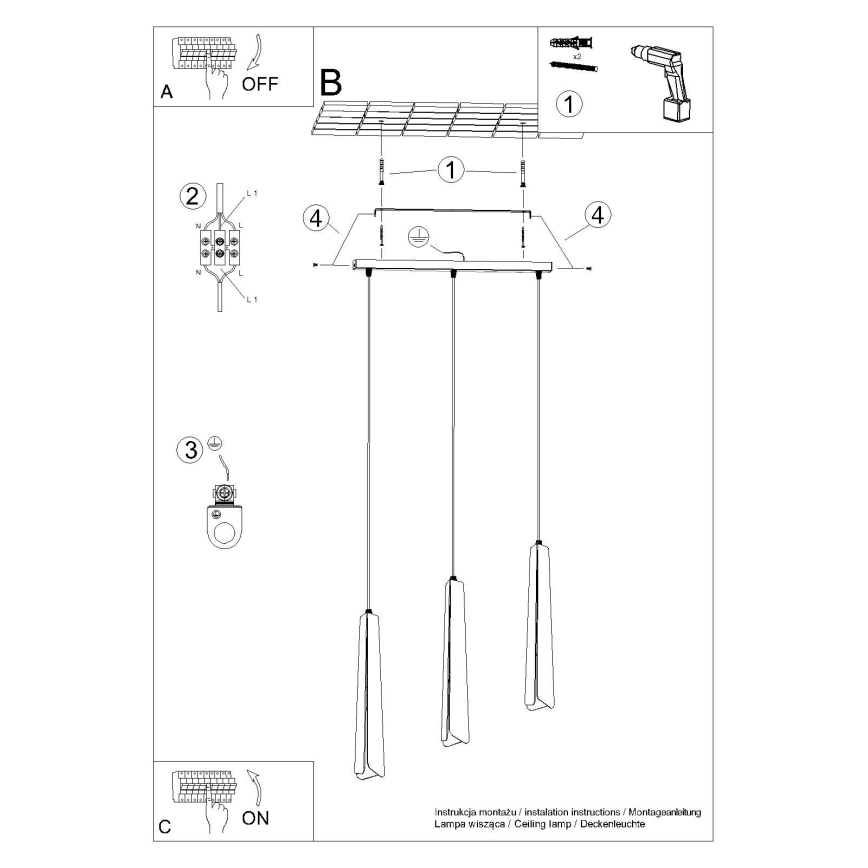 Żyrandol na lince PRYSM 3xG9/8W/230V biały