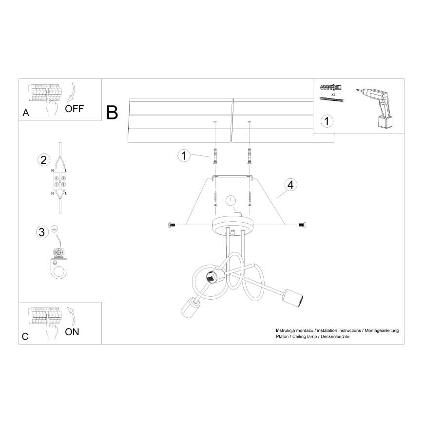 Żyrandol LOOP 3xE27/15W/230V złoty