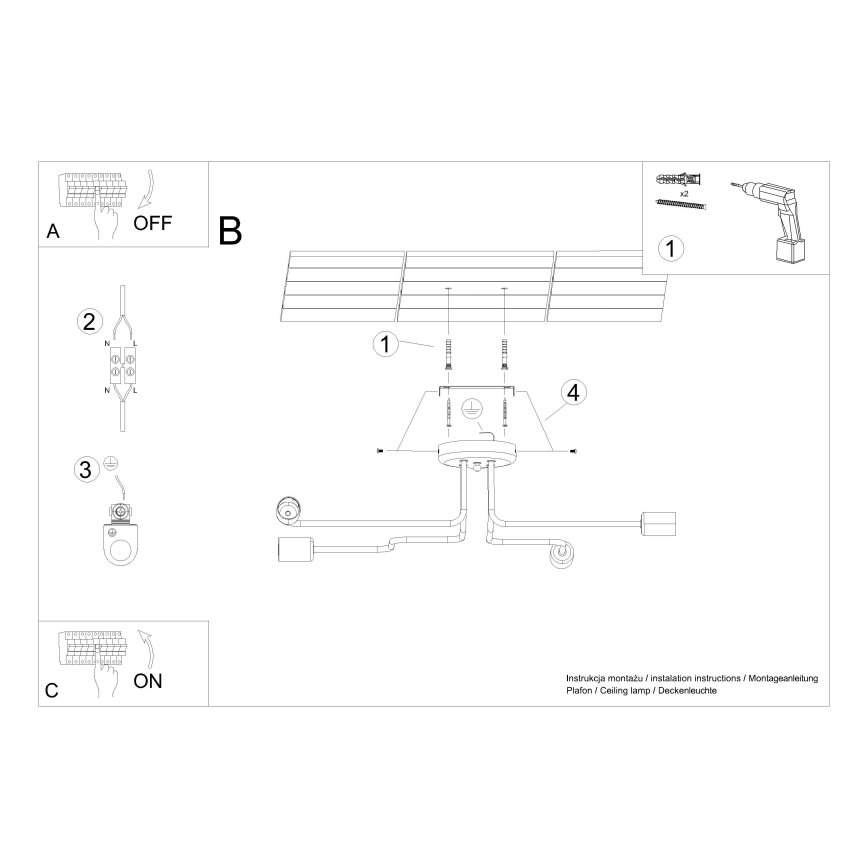 Żyrandol natynkowy VECTOR 4xE27/15W/230V biały