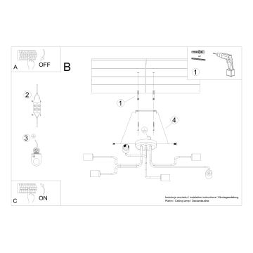 Żyrandol natynkowy VECTOR 6xE27/15W/230V biały