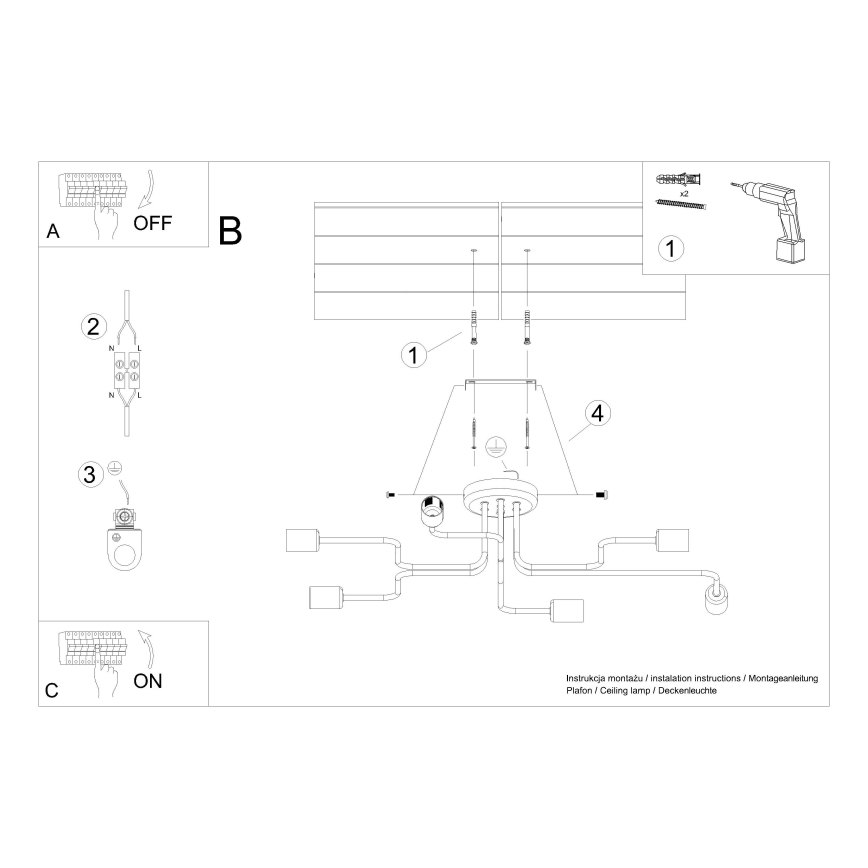 Żyrandol natynkowy VECTOR 6xE27/15W/230V biały