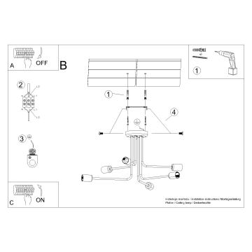 Żyrandol NORAH 6xE27/15W/230V czarny