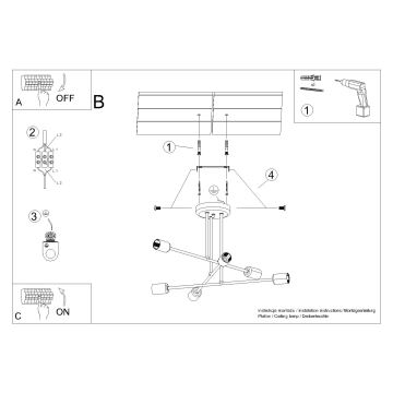 Żyrandol NORAH 6xE27/15W/230V czarny