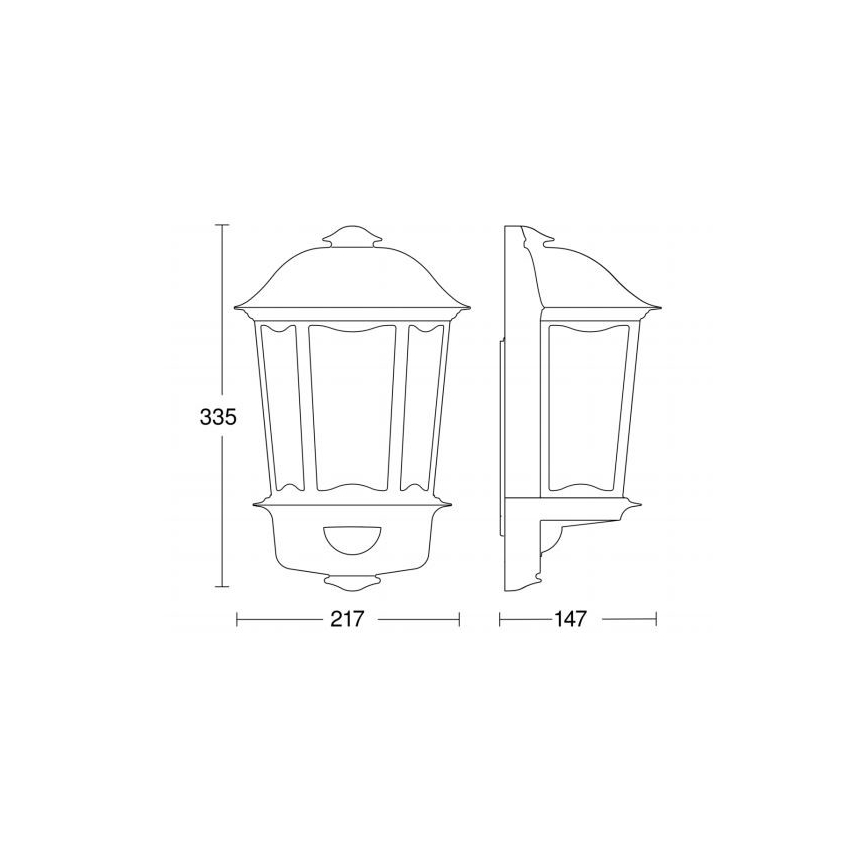 Steinel 644413 - Kinkiet zewnętrzny z czujnikiem L 190 S 1xE27/100W/230V IP44