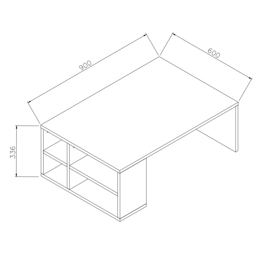 Stolik kawowy DEFNE 34x90 cm biały/brązowy