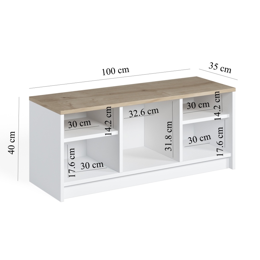 Szafka na buty LONDON 100x35 cm biała/beżowa