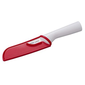 Tefal - Ceramiczny nóż santoku INGENIO 13 cm biały/czerwony