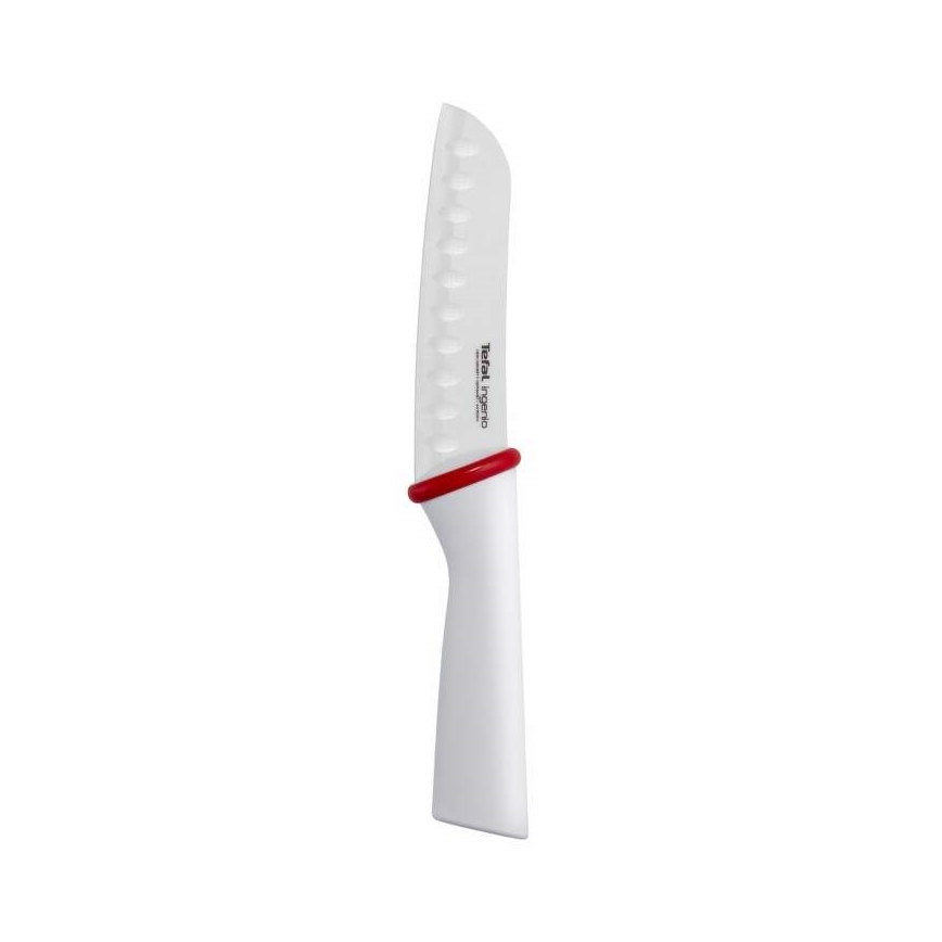 Tefal - Ceramiczny nóż santoku INGENIO 13 cm biały/czerwony