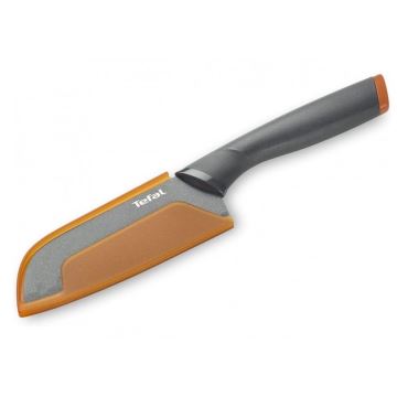 Tefal - Nóż ze stali nierdzewnej santoku FRESH KITCHEN 12 cm szary/pomarańczowy