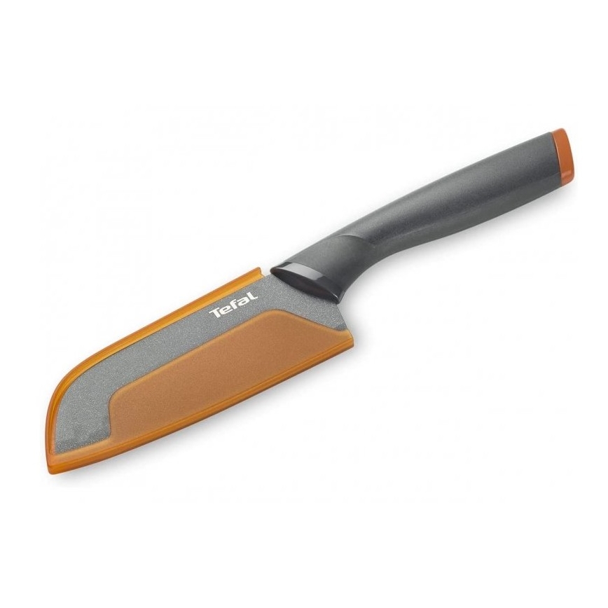 Tefal - Nóż ze stali nierdzewnej santoku FRESH KITCHEN 12 cm szary/pomarańczowy