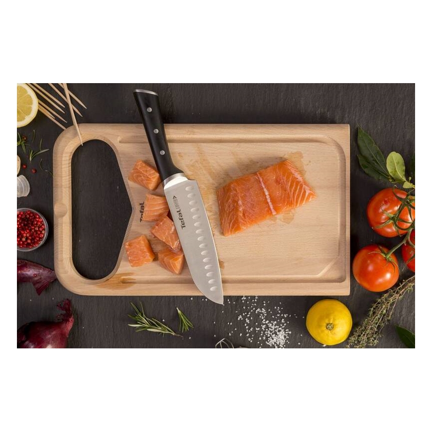 Tefal - Nóż ze stali nierdzewnej santoku ICE FORCE 18 cm chrom/czarny