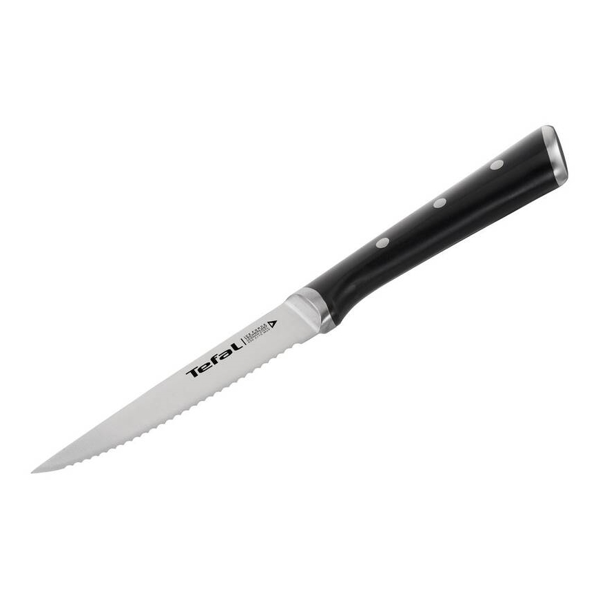Tefal - Nóż do steków ze stali nierdzewnej ICE FORCE 11 cm chrom/czarny